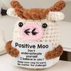Positive Crocheted Doll Mini Inspirational Handmade Animal Emotional Support Crochet Buddy with Encouragement Card Gift for Women Friends