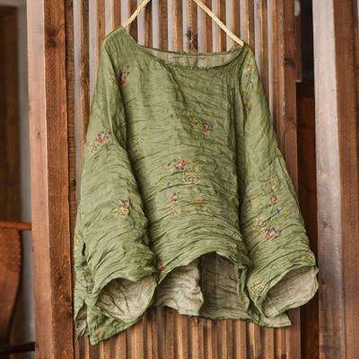 Женские футболки с винтажным принтом и цветочным принтом, с круглым вырезом и длинным рукавом, весенние свободные женские футболки в китайском стиле