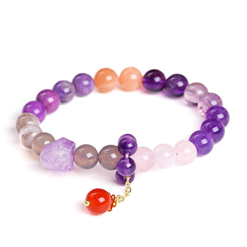 Purple Fire Multi-Stone Amethyst Bracelet & Jade Pendant for Women