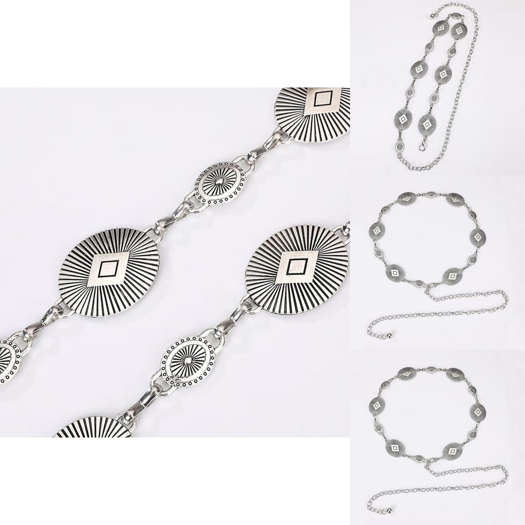 Womens Metal Waist Chain With Artistic Engraving For Multiseason Casual Wear