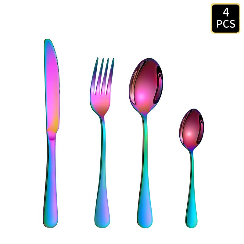 Набор столовых приборов из нержавеющей стали на 4/16/24 предмета (нож, вилка и ложка) 1010 с круглой ручкой, подходит для свадебной вечеринки, отеля