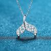 XDY925 Mermaid Tail Moissanite Pendant Necklace - Sterling Silver Clavicle Chain for Women