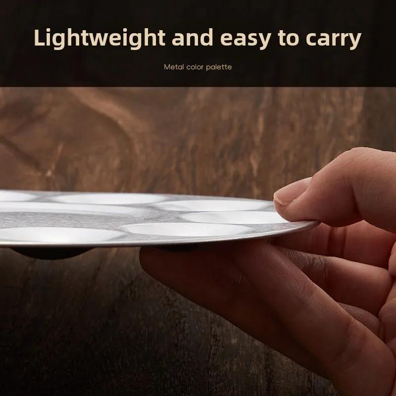 1 Pcs Metal Hand Drawn Watercolor Paint Tray 10 Hole Circular Painting Palette Aluminum Rectangular Palette Art Supplies
