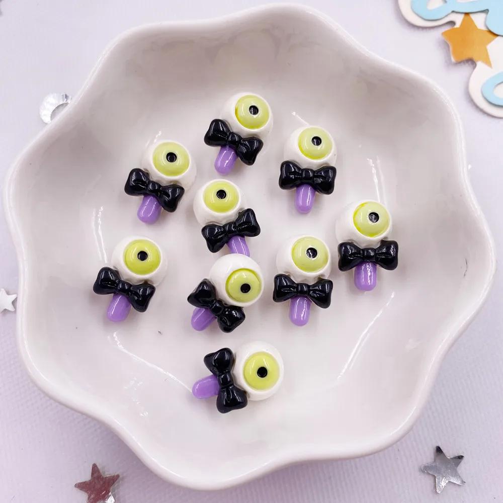 10 шт. смоляные разноцветные тыквенные черепа, дьявольские глаза, привидения, шоколадные человечки, мини-фигурки для дизайна ногтей, плоские камни для самостоятельного изготовления на Хэллоуин