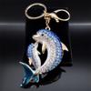 Rhinestone Dolphin Key Ring Trendy Cartoon Whale Pendant Marine Life Key Chain Bag Charms