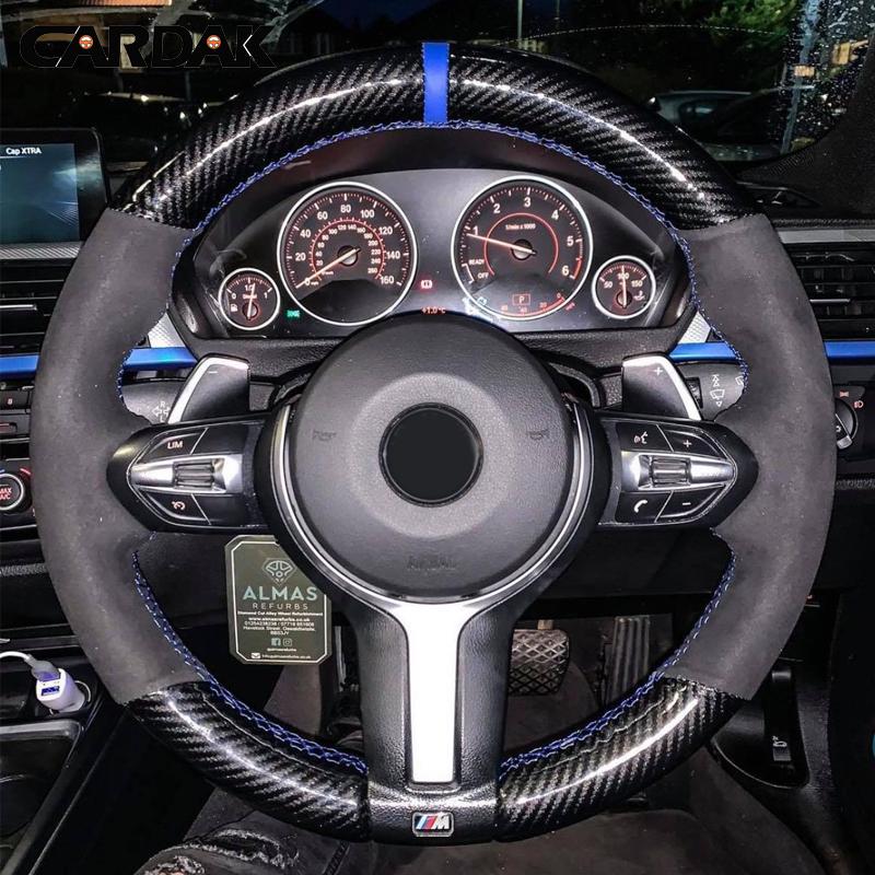 CARDAK черный замшевый кожаный чехол на руль автомобиля для BMW F87 M2 F80 M3 F82 M4 M5 F12 F13 M6 F85 X5 M F86 F33 X6 M F30 M