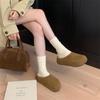 2024 Женские плюшевые теплые тапочки Мокасины на среднем каблуке Тапочки с закрытыми носками Женские однотонные плюшевые хлопковые тапочки