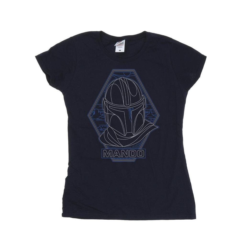 Star Wars Womens/Ladies The Mandalorian Outline Helm Diamond Cotton T-Shirt