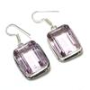 Pink Kunzite Gemstone Handmade 925 Sterling Silver Jewelry Earring 1.58" Q0z47