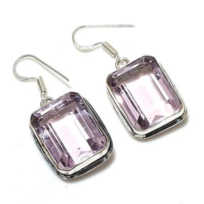 Ювелирные серьги из серебра 925 пробы с розовым кунцитом, ручная работа, 1,58 дюйма q0z47