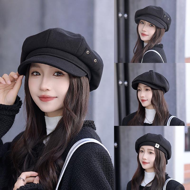 Женская многофункциональная восьмиугольная шляпа, берет газетчика, плиссированная шляпа газетчика с тиснением