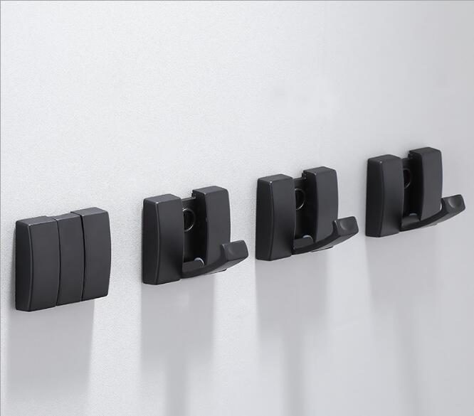 Tuqiu Черный крючок для халата Складная антикварная вешалка для одежды Вешалка для полотенец Алюминиевый кухонный крючок Дверная вешалка для настенного монтажа