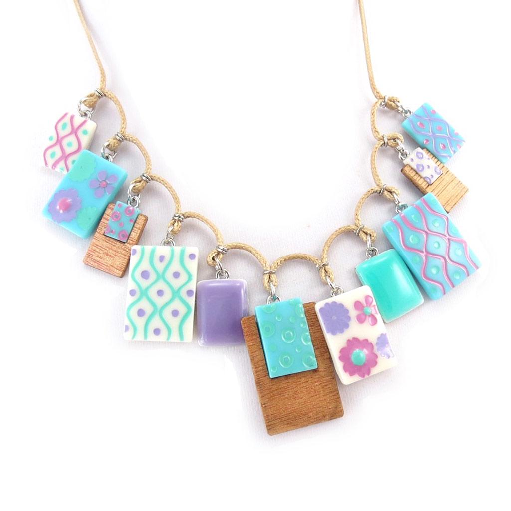 NOA [K0187] - Дизайнерское колье 'Bora Bora' бирюзово-лиловый