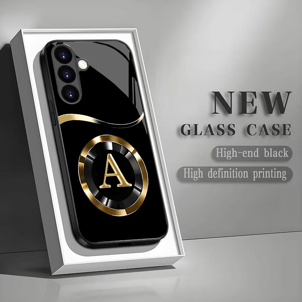 Модный чехол из закаленного стекла с буквой А для Samsung Galaxy S26 S25 S24 S22 S21 S20FE/Ultra/Plus, противоударная задняя крышка