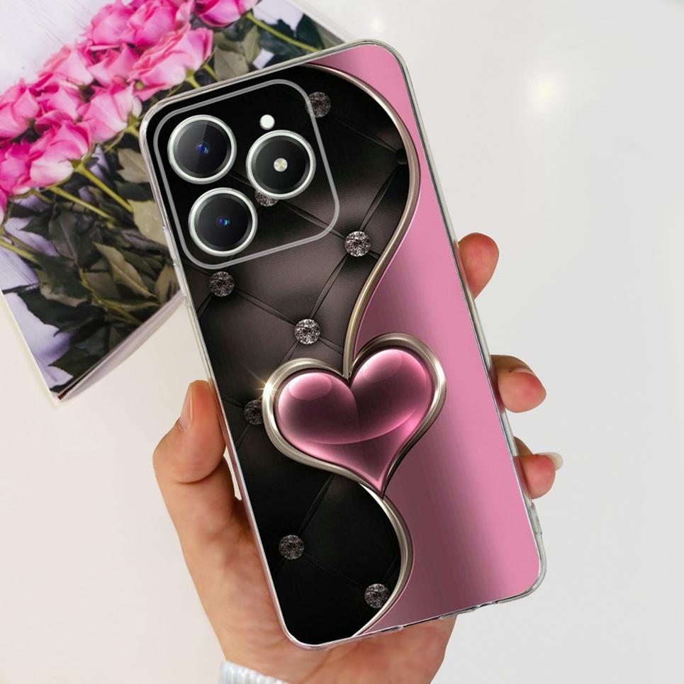 Чехол-сердце для пары для Realme Narzo N61 N63 Realme C63 C61 Прозрачный Мягкий Силиконовый Тонкий Чехол для Телефона Модный Capas