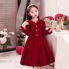 Kids Christmas Party Gown Girls Long Sleeve Dress Spring Autumn Winter Children Clothes Princess Thicken Velvet Dresses
