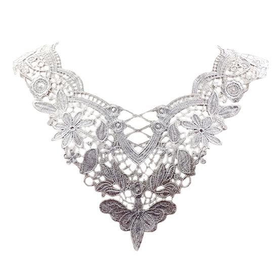 Yousheng Embroidered Lace Collar Hollow Out Lace Fabric Trim Applique Neckline Women Lace Collar Applique for DIY Sewing Supplies Wedding Dress