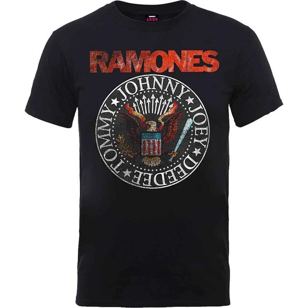 Rockoff Trade Men's Ramones Vintage Eagle Seal T-Shirt, Black, Small