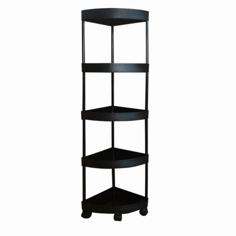 Multi-Tier Corner Storage Rack Large Capacity with Wheels Mobile Storage Rack Detachable Tiers Triangle Bathroom Storage Rack
