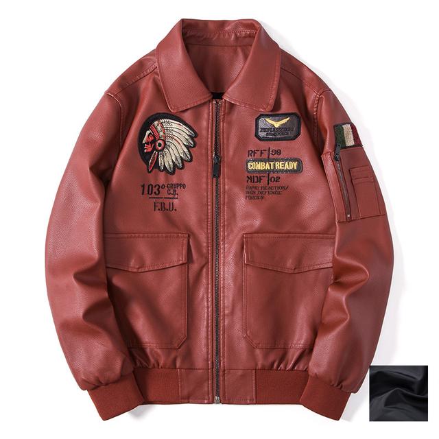 Осенне-зимняя мужская мотоциклетная кожаная куртка с лацканами, винтажная локомотивная куртка с вышивкой, байкерское пальто из искусственной кожи, уличная мужская одежда