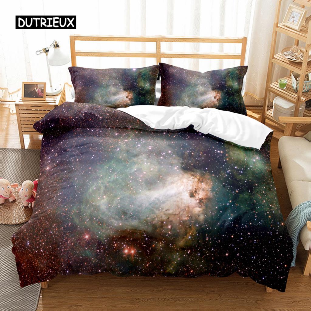 Пододеяльник Hubble King Size Queen Размер Звездное Небо Комплект Постельного Белья Яркий Космический Пейзаж Наволочка Долговечный Полиэстер