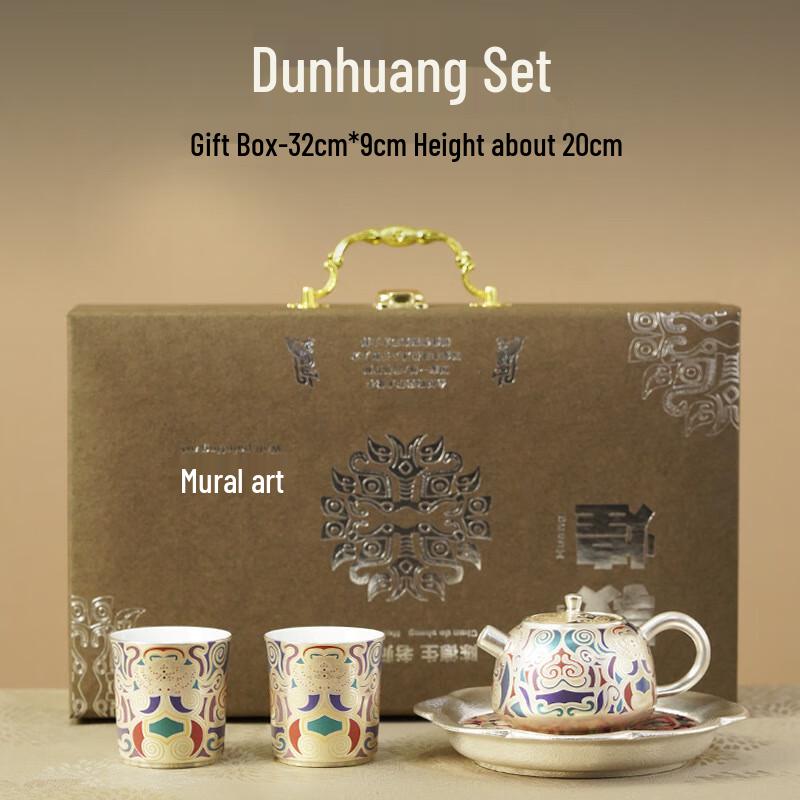 Dunhuang Dragon Gilded Silver Gaiwan Tea Set