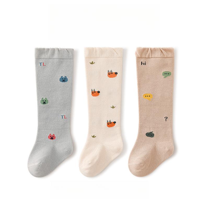 3 пары/лот Детские гольфы до колена Детские для девочек и мальчиков Мягкие хлопковые длинные носки Милые испанские полосатые однотонные детские носки для 0-3 лет