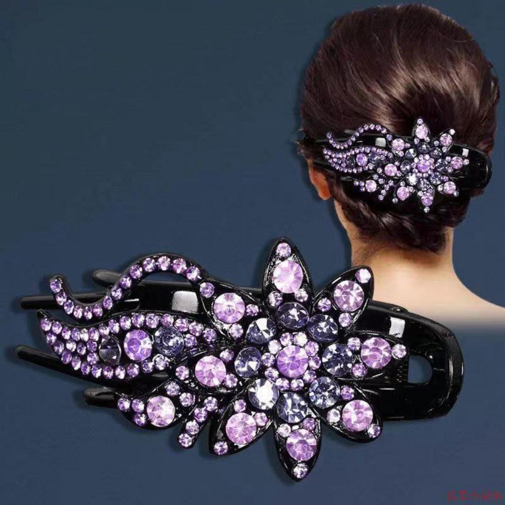 Lesklé drahokamy Vlásenka Květinový list Kachní zobák Vlasové drápky Retro sponky do vlasů Příslušenství pro ženy