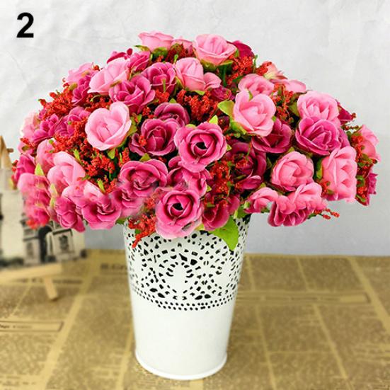 Поддельные цветы розы Искусственные цветочные растения Декор для свадебной вечеринки 21 головка на 1 букете