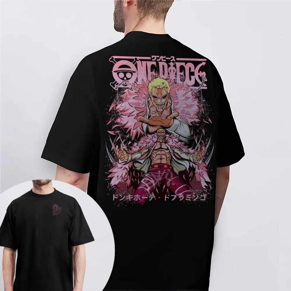 ONE PIECE Дофламинго Футболка с коротким рукавом Мужская и Женская Одинаковый Стиль Удобная Футболка с коротким рукавом Одежда для Пар Повседневная Футболка с коротким рукавом