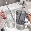 Transparent Mouthwash Cup Glacier Pattern Toothbrush Holder Children's Teeth Mug  Home Bathroom