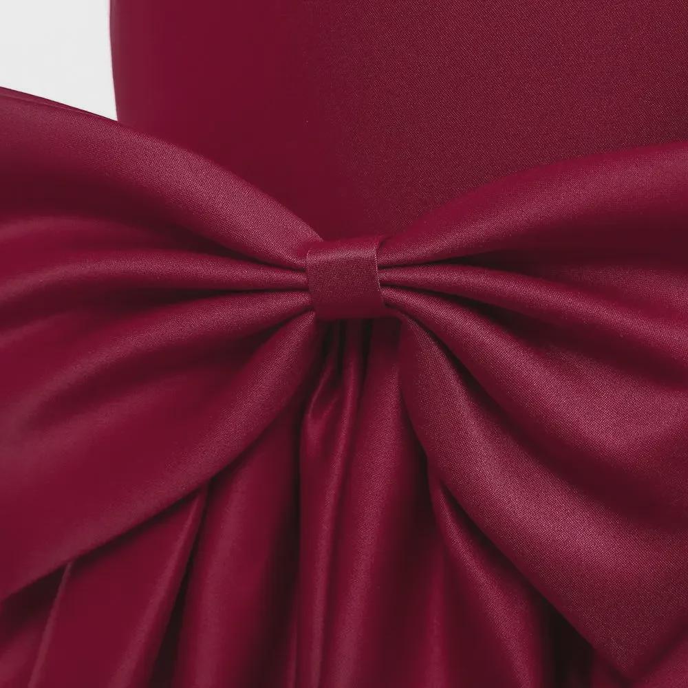 Атласное платье для девочек в корейском стиле с большим бантом — идеально для выступлений и Дня защиты детей