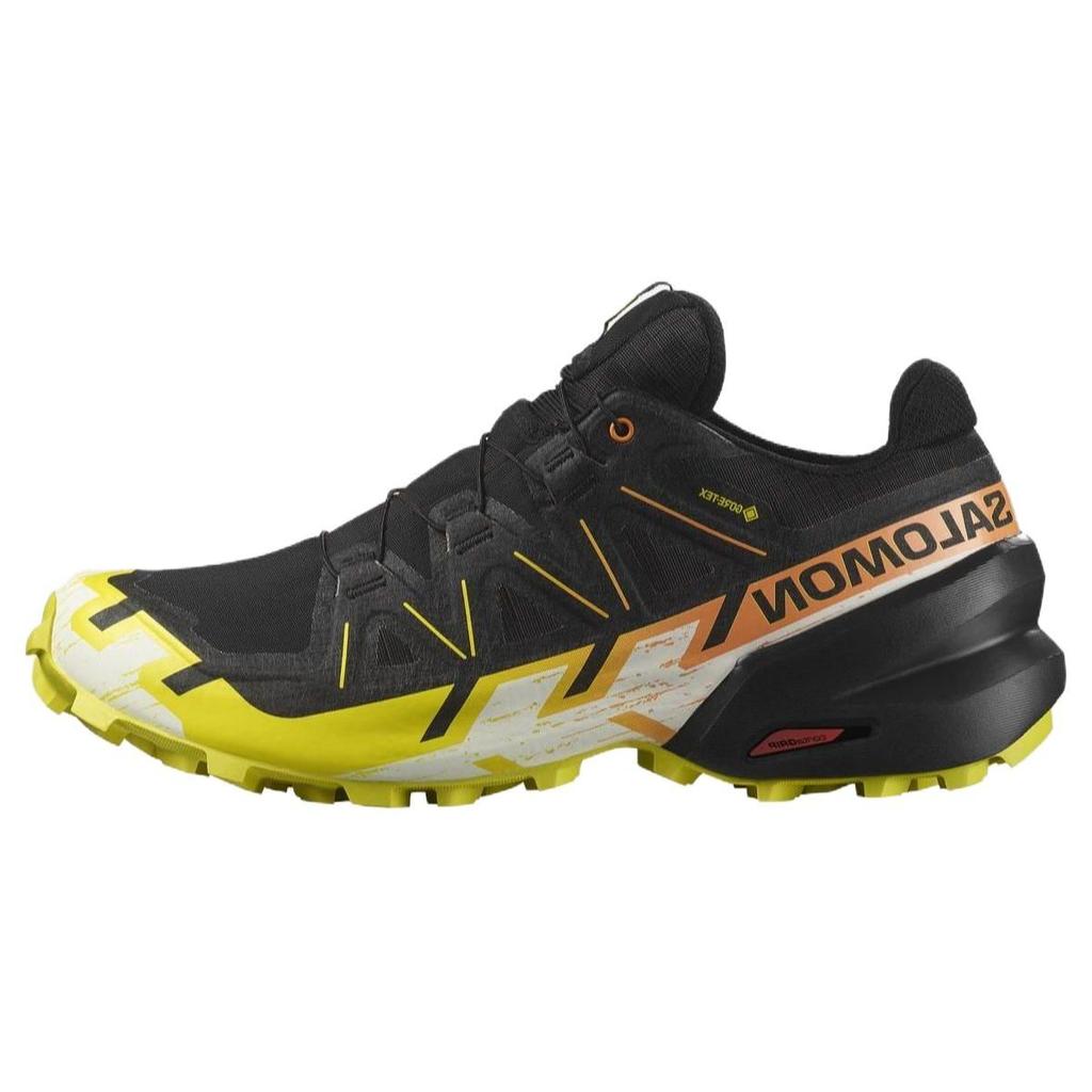 SALOMON Speedcross 6 Gtx Round Toe Lace-Up Shock Absorbing Non-Slip Wear-Resistant Waterproof Low-Top Running Shoes Men Sneakers Black Yellow 474654