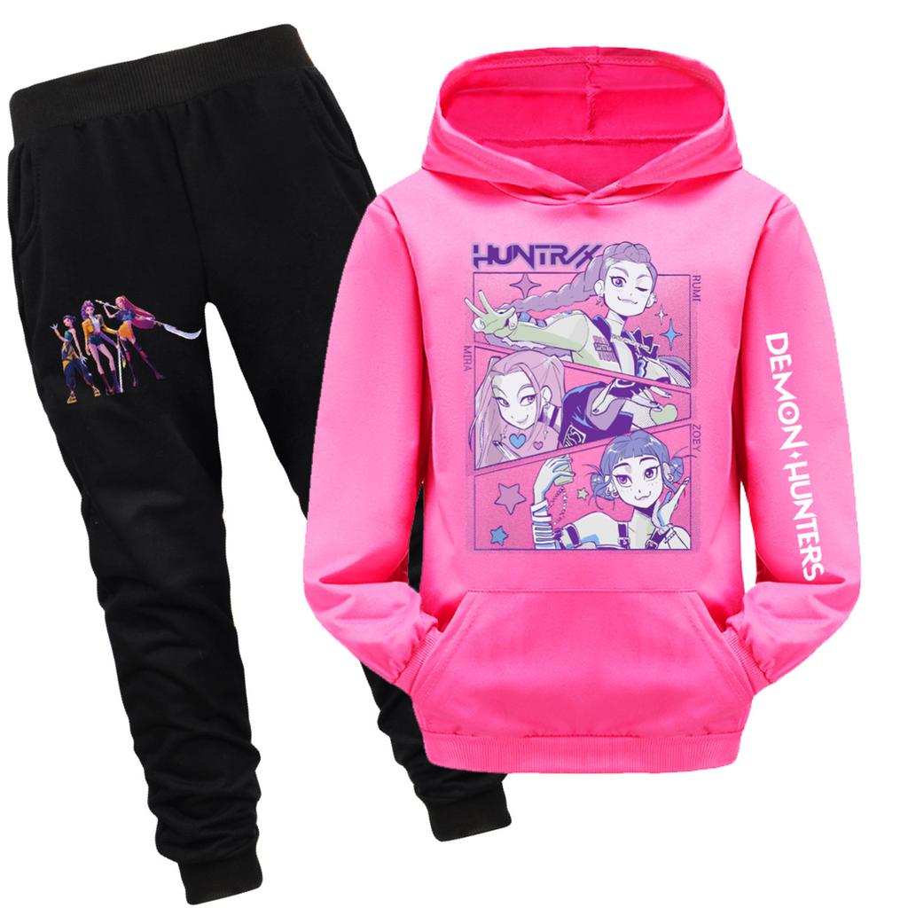 Children's Hooded Top And Pants Two-piece Tracksuit Set Long-sleeved Printed Sweatshirt Set
