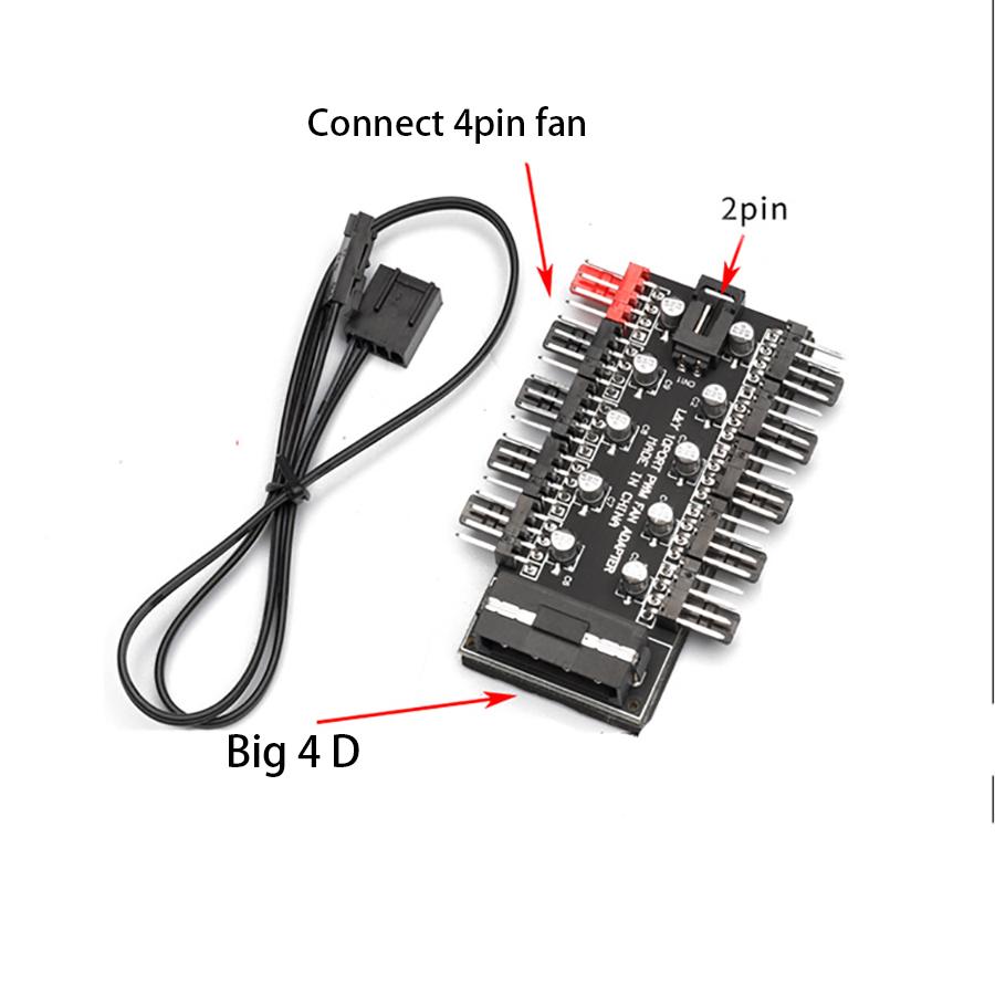 10 Ports PWM 4pin CPU Cooler / Case / Chassis Cooling Fan Hub,10 Port 12V 4 Pin Fan PWM Fan Hub Controller