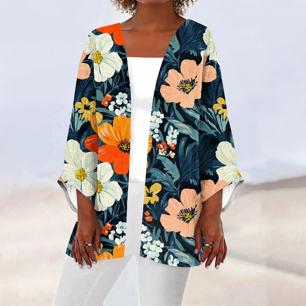 Женская повседневная и модная легкая куртка средней длины с принтом, кардиган, кардиган