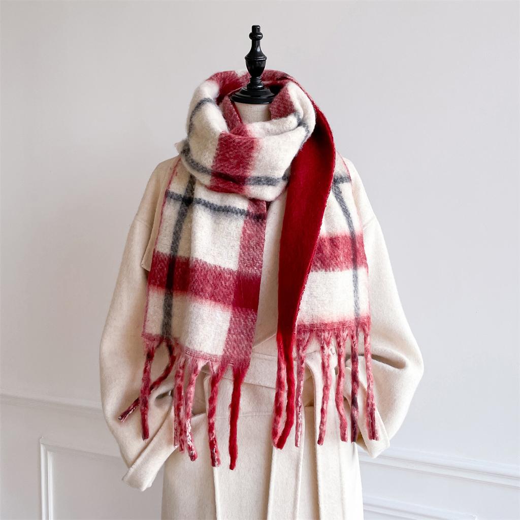 Warm Shawl Women Scarf Luxury Cashmere Winter Blanket Wraps Casual Plaid Print Pashmina Bufanda Travel Poncho Stoles Echarpe
