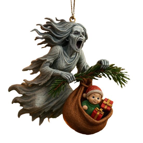 Dark Christmas Ornament 2D Acrylic Headless Santa/Devil Christmas Tree Ornament for Indoor Outdoor Home Party Decor