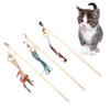 3pcs Cat Teaser Stick Wand Wooden Interactive Training Playing Toy with Small Bell