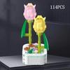 Вечный букет тюльпанов, строительный блок, 3D-модель, украшение для дома, растение в горшке, сборные кирпичи, подарки детям на День святого Валентина
