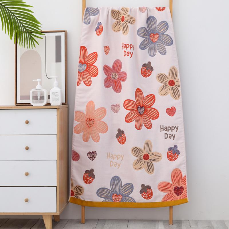 Extra Large Cotton Gauze Cartoon Bath Towel - Soft, Quick-Drying for Adults & Kids