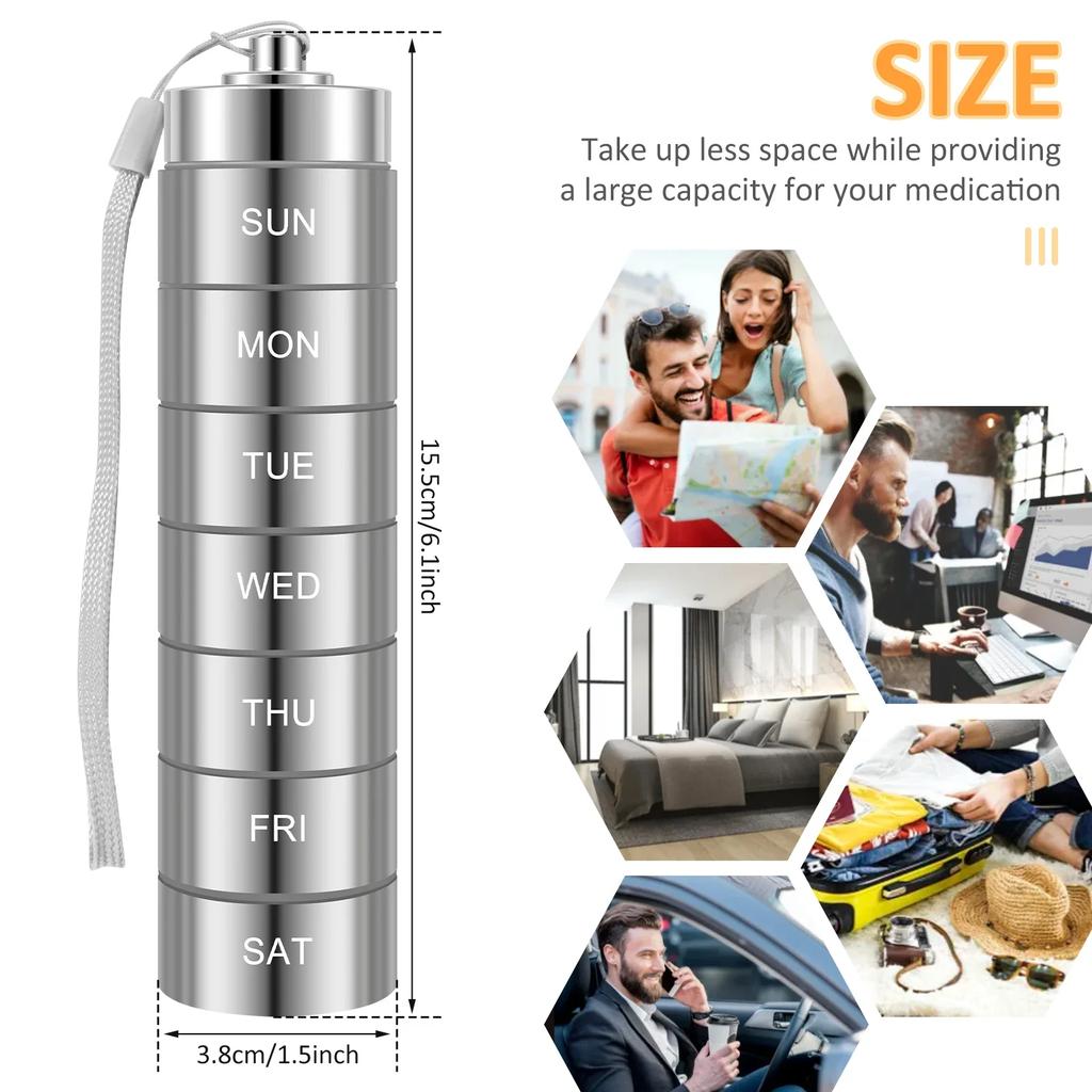 2 шт. алюминиевый сплав органайзер для таблеток штабелируемый герметичный водонепроницаемый еженедельный контейнер для хранения таблеток портативный дорожный футляр для таблеток коробка