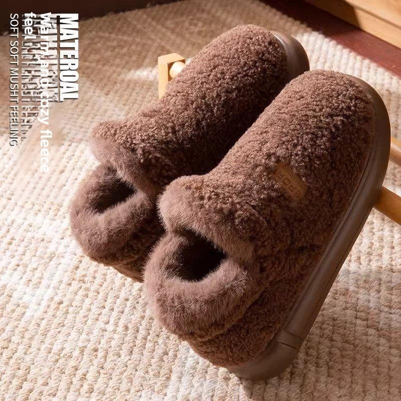 Indoor Plush Slippers For Women Men With Anti Slip Eva Sole Warm Thick Bottom Home Comfort