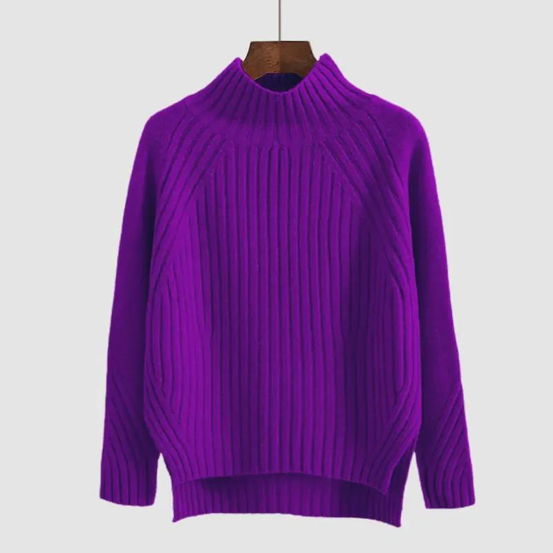 Women's 2024 Stylish Loose Knit Turtleneck Sweater - Autumn/Winter Long-Sleeve Pullover