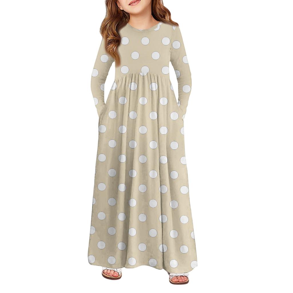 Girls' Maxi Dress - Long Sleeve Pocket Dress