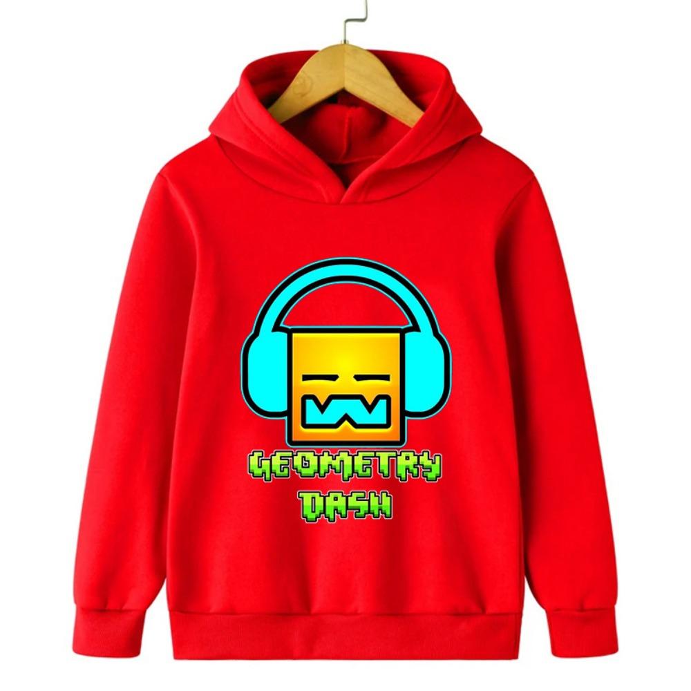 Игровая толстовка Geometry Dash для детей, пуловер с длинным рукавом, осенние куртки, смешные мультяшные топы для девочек, свитшоты для мальчиков, детская одежда