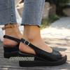 Fashion Women Solid Color Platform Sandals Ankle Buckle Strap Soft Sole Casual Summer Shoes Peep Toe Wedge Shoes Fashion Outdoor Comfort