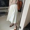Elegant A-Line Pleated Skirt: New Spring/Summer Style, Elastic Waist, Mid-Length, White