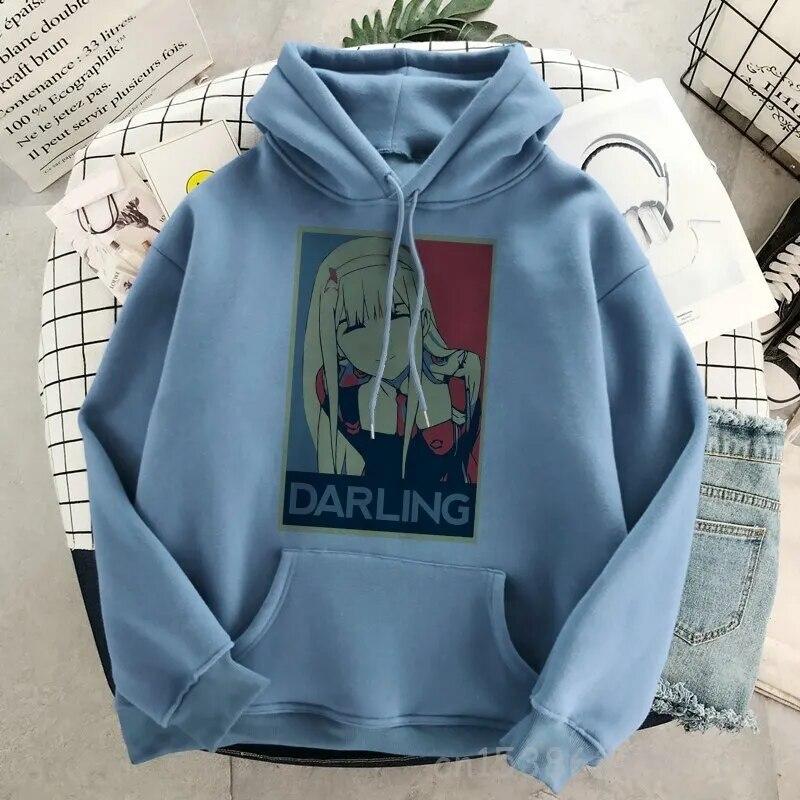 DARLING In The FRANXX Zero Two Толстовка Женская Harajuku Уличная одежда с длинным рукавом Эстетическая толстовка Пуловер Хлопковый свитшот Унисекс Толстовка