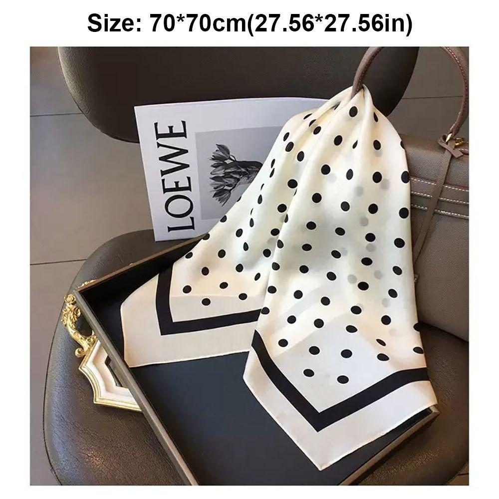Trendy Square Silk Scarf Double Sides Black White Head Handkerchief 70*70cm Handbag Wraps Hair Scarf Female